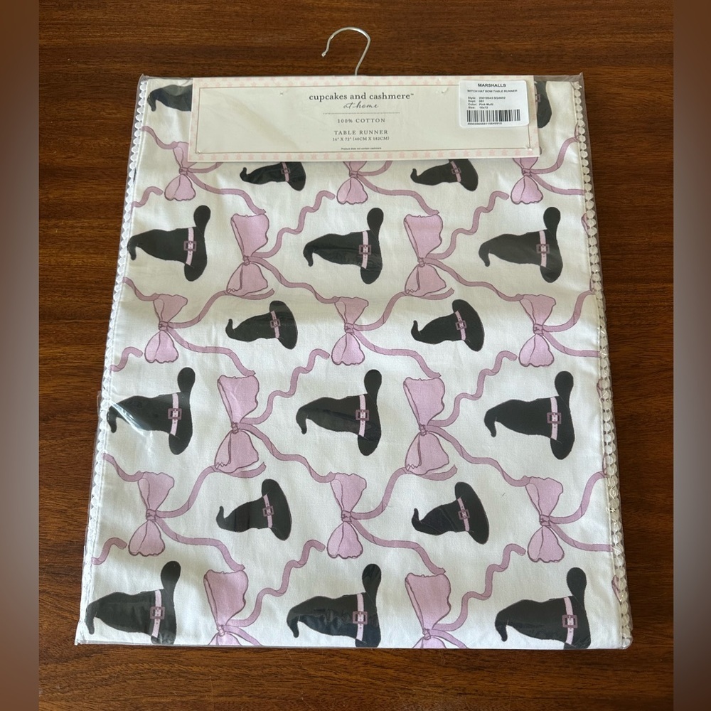 Halloween Cupcakes and Cashmere Lavender and Black Witch Hat Bow Table Runner